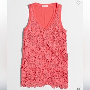 J.Crew Coral Crochet-Front Tank Top